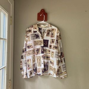 Vintage Christine & Jill Unique Novelty Print Short Sleeve Top 14